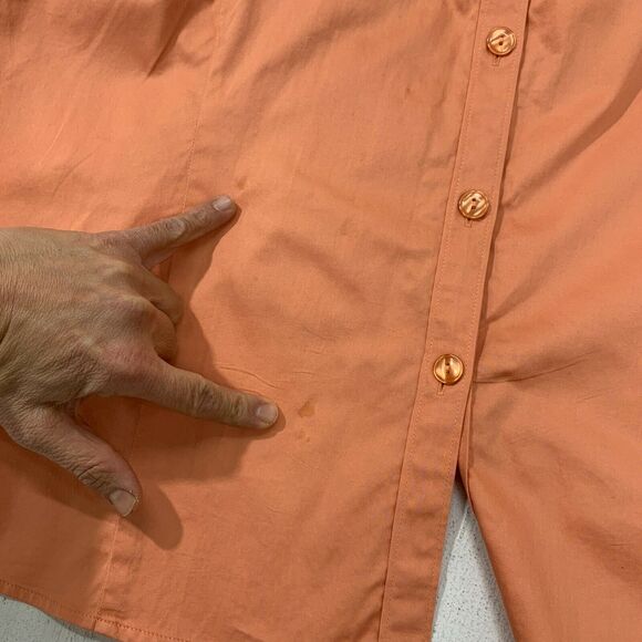 Lane Bryant Button Up Shirt Plus Size 26/28 Peach Mid Sleeves Cotton Stretch - Picture 9 of 11